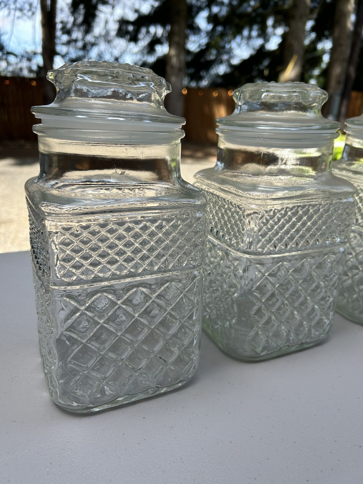 set of 4 vintage anchor hocking wexford clear glass canisters