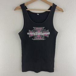 Sturgis Y2K 2010 Black Pink Cross Nasty Butt Good Ribbed Edgy Biker Tank Top