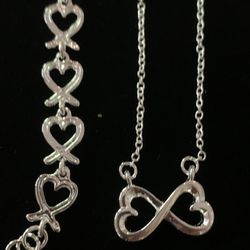 Stylish 925 Silver Stamped Heart Jewelry Set