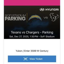 Texans Vs Charger Parking Ticket 