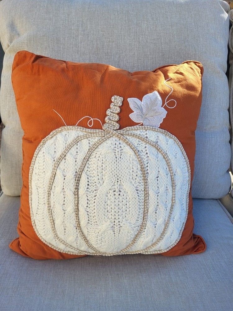 Sweater Like Stitched Pumpkin Pillow From Kirkland's 18×18