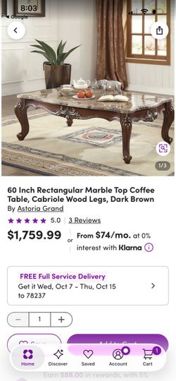 Marble Top Coffee Table