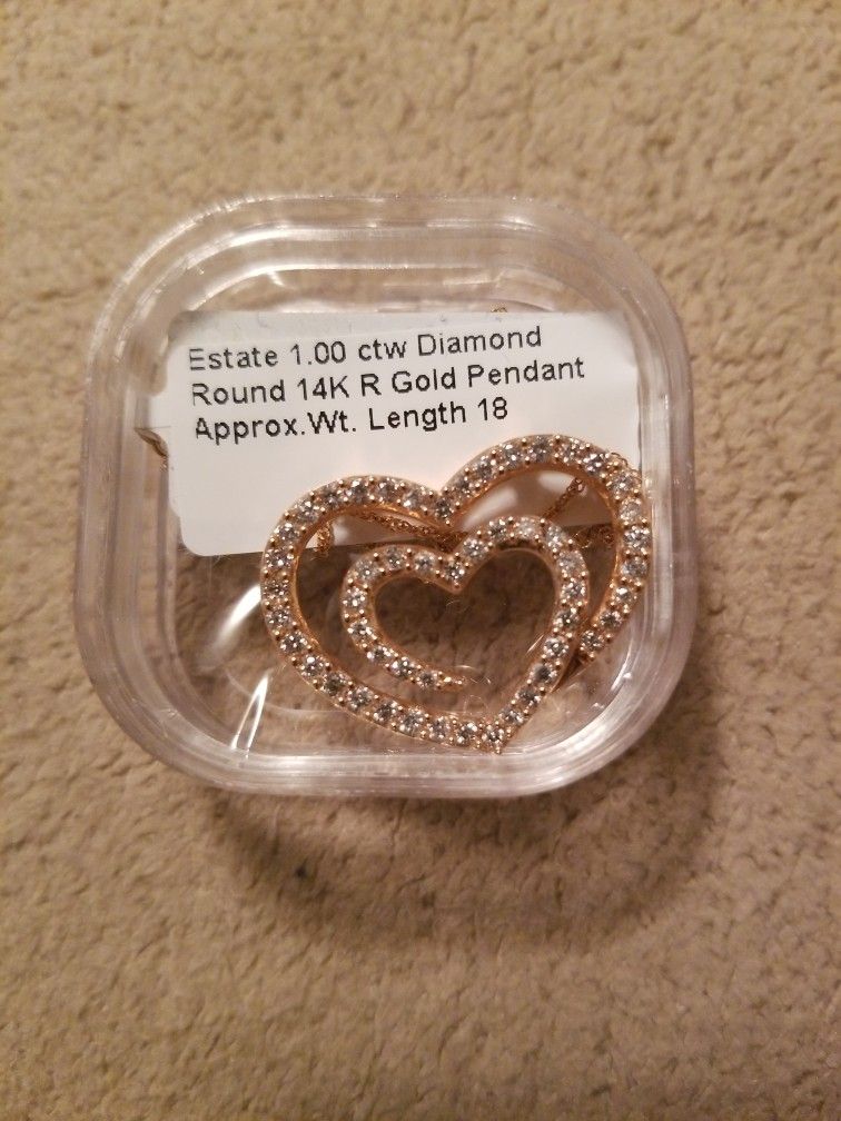 14K Estate 1.0 ctw Diamond Pendant