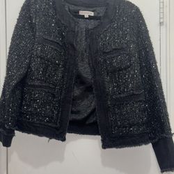 Nanette Lepore Jean and tweeted sequin jacket size M black