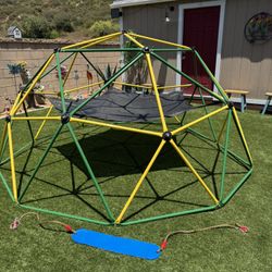 LIKE NEW ..OUR KIDS NEVER USED ! ONLY HAD IT FOR A MONTH ! COMES WITH SWING AND HAMMOCK. YOU MUST DISASSEMBLE. 