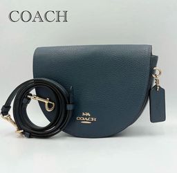 Coach Ellen Half Moon Shoulder Crossbody Bag Women Green Leather