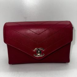 Coco Chanel Chevron Waist Bag In Red
