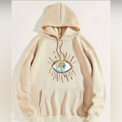 Evil Eye Print Hoodie, Versatile Drawstring Kangaroo Pocket Hoodies Sweatshirt. Sz. Med. new!!!