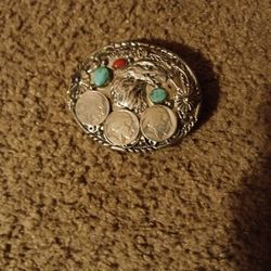 Vintage Native Buffalo Turquoise Belt Buckle.