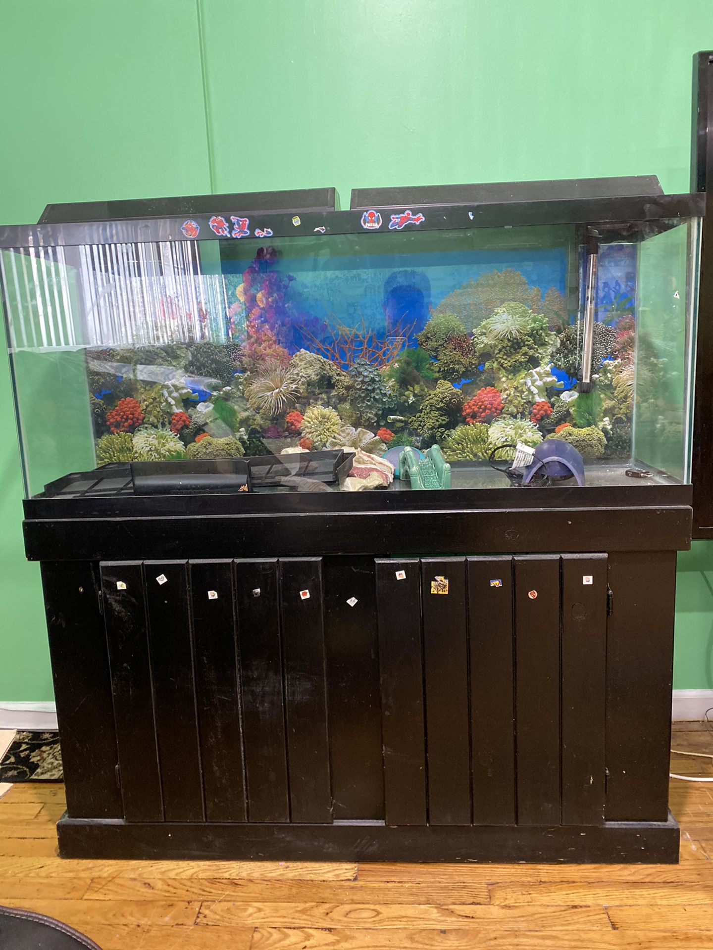 55 gallon aquarium with wooden cabinet for sale