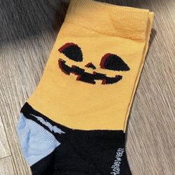 Adult Pumpkin Face Bat Socks