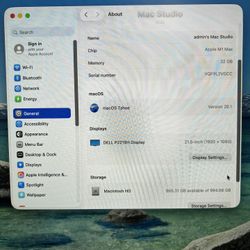 2022 Mac Studio M1 Max 32GB 1tb