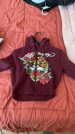 Ed hardy burgundy cropped jacket