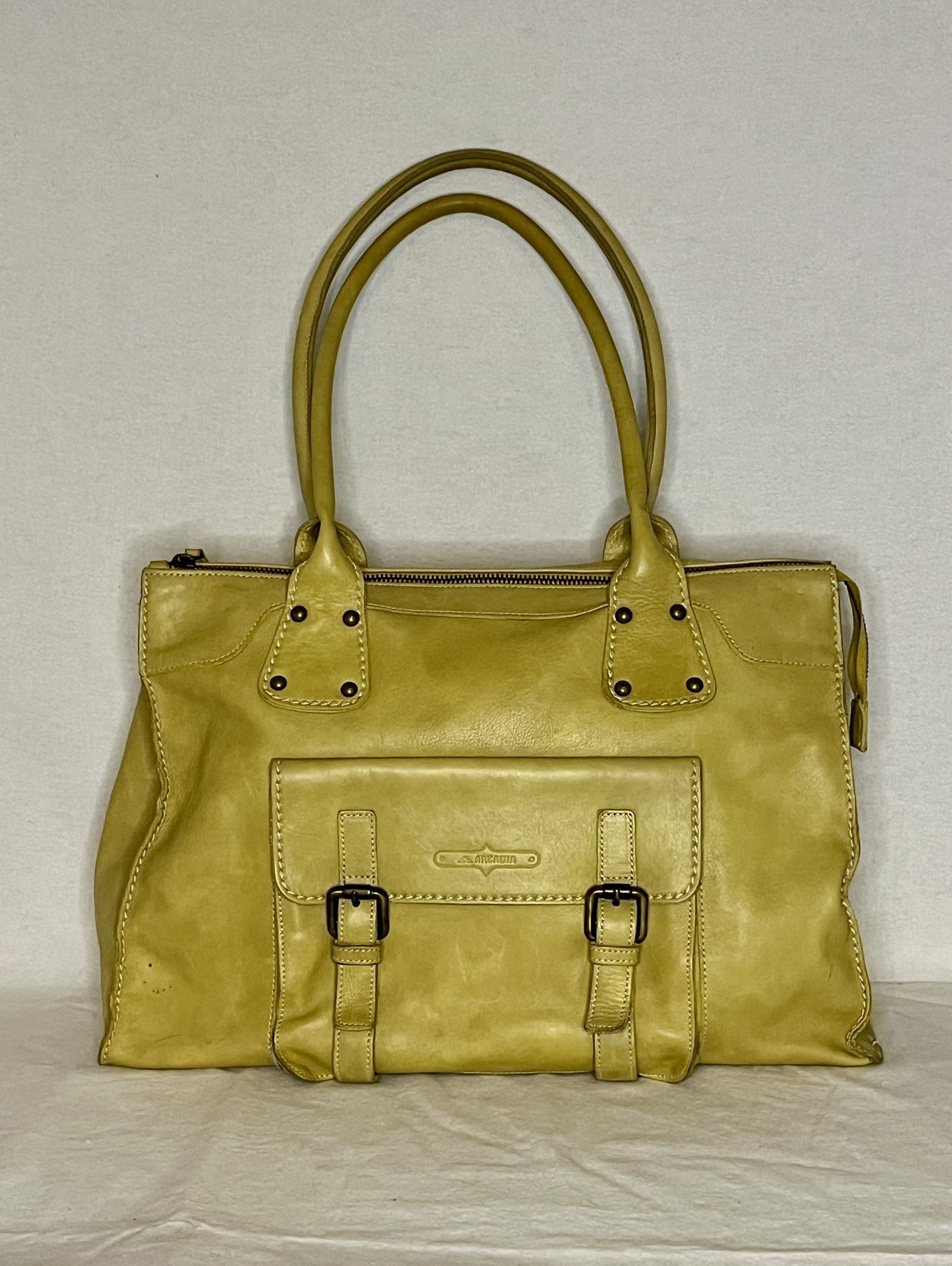 ARCADIA Yellow Italian Leather Handbag Butter Soft Medium Tote Purse