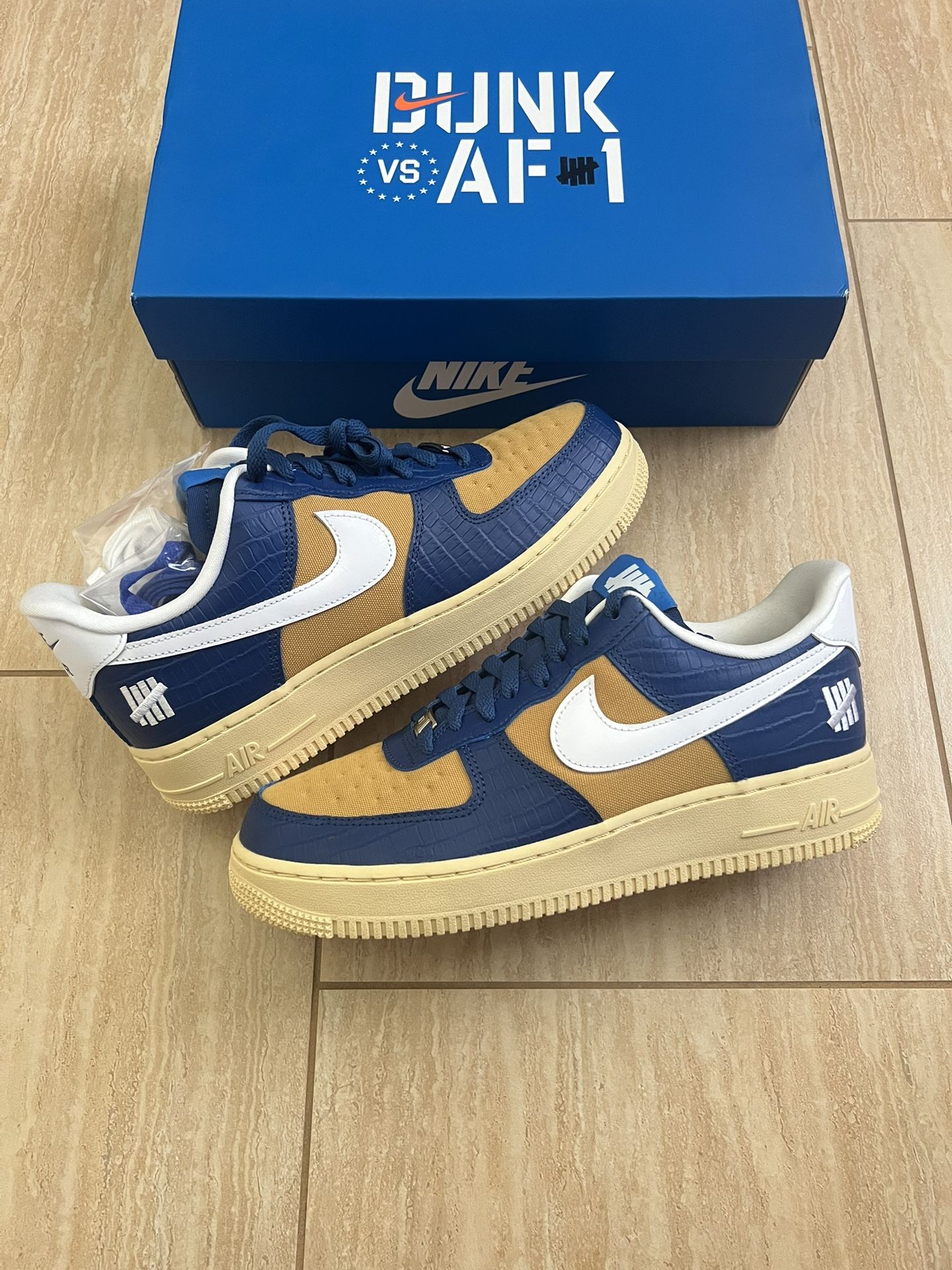 Nike Air Force 1 Low Undefeated 5 On It Blue Yellow Croc Size 8