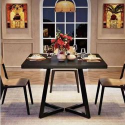 J0367 Square Dining Table for 2, 31.5" Industrial Dinner Table with Metal Base
