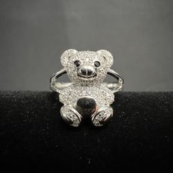Teddy Bear Ring .925 Sterling Silver 