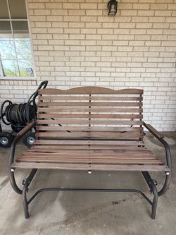 Jack Post Wood & Bronze Patio Glider Set – Loveseat, 2 Chairs & Table