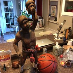 Mid century handcarved head hunter statue figure Folkart