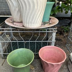 Lot Of 5 Vintage Ceramic Flower Pots