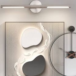 Brushed Nickel Bathroom Light Fixtures Over Mirror 24 Inch, 18W 360° Rotatable Dimmable 4000K LED Vanity Light Bar, Modern Bathroom Vanity Lights Abov