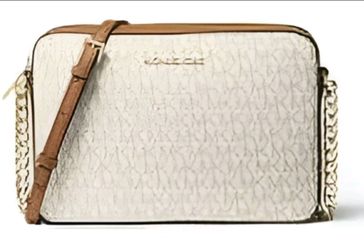 Michael Kors Jet Set Item Large Crossbody Bag, Off-White Leather, Gold Hardware