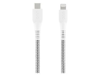onn 6ft Lightning to USB-C Braided Charging Cable, MFI Certified, Fast Charging, White.