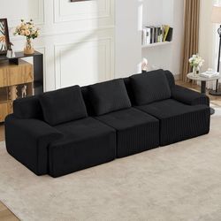 Modular Sectional Sofa, 3 PCS Comfy Cloud Sectional Couch with Deep Seat, Corner Sofas, Modern Boneless Couch for Living Room, No Assembly Required,Bl