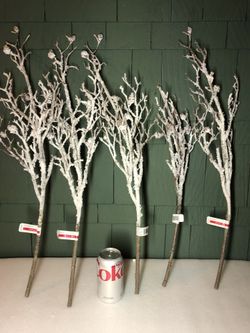 NEW 5 Faux Frost Covered Branches Christmas Decor