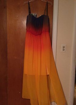 Strapless Yellow-Orange-Violet Dress