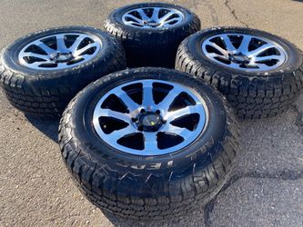 Brand New 18” MB Motorsports 6x5.5 chevy Toyota Gm dodge rims & 275/65R18 Rocky Mountain ATs