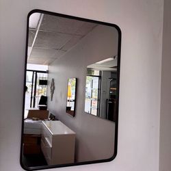 New - Black 24"X 36" Rectangle Wall Mirror Bathroom Metal Frame Makeup Vanity Mirror