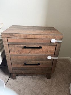 Rustic Brown 2-Drawer Nightstand living spaces