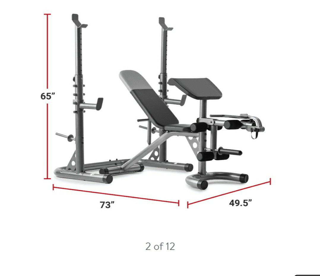 Weider XRS 20 Olympic Weight Bench and squat rack.
