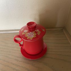 Teavana Cup, tea Bag with Strainer and Saucer