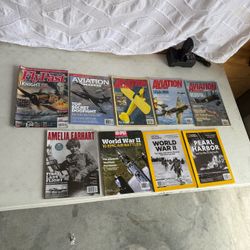 9 Aviation & WWII Magazines Amelia Earhart 1(contact info removed) various months and years Very good condition   PICK UP IN DEER PARK, TX 77536