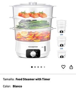 Electric Food Steamer for Cookina. Veaetable Steamer with 3 Tiers BPA-Free Baskets. 800W Fast Simultaneous Cooking, 60-Minute Timer, Ideal for Veggies