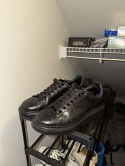 Alexander McQueen Black Croc Embossed Sneakers Size 43 ( 10 )