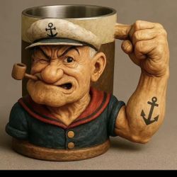 🔥 Popeye the Sailor 3D Mug Cup | Cartoon Character Ceramic/Resin Coffee Mug