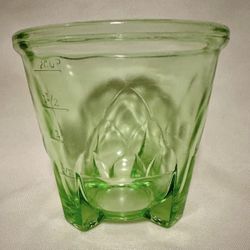 VINTAGE Hazel Atlas "Artichoke" Green Depression Uranium Glass Mixer Bowl - GLOWS!