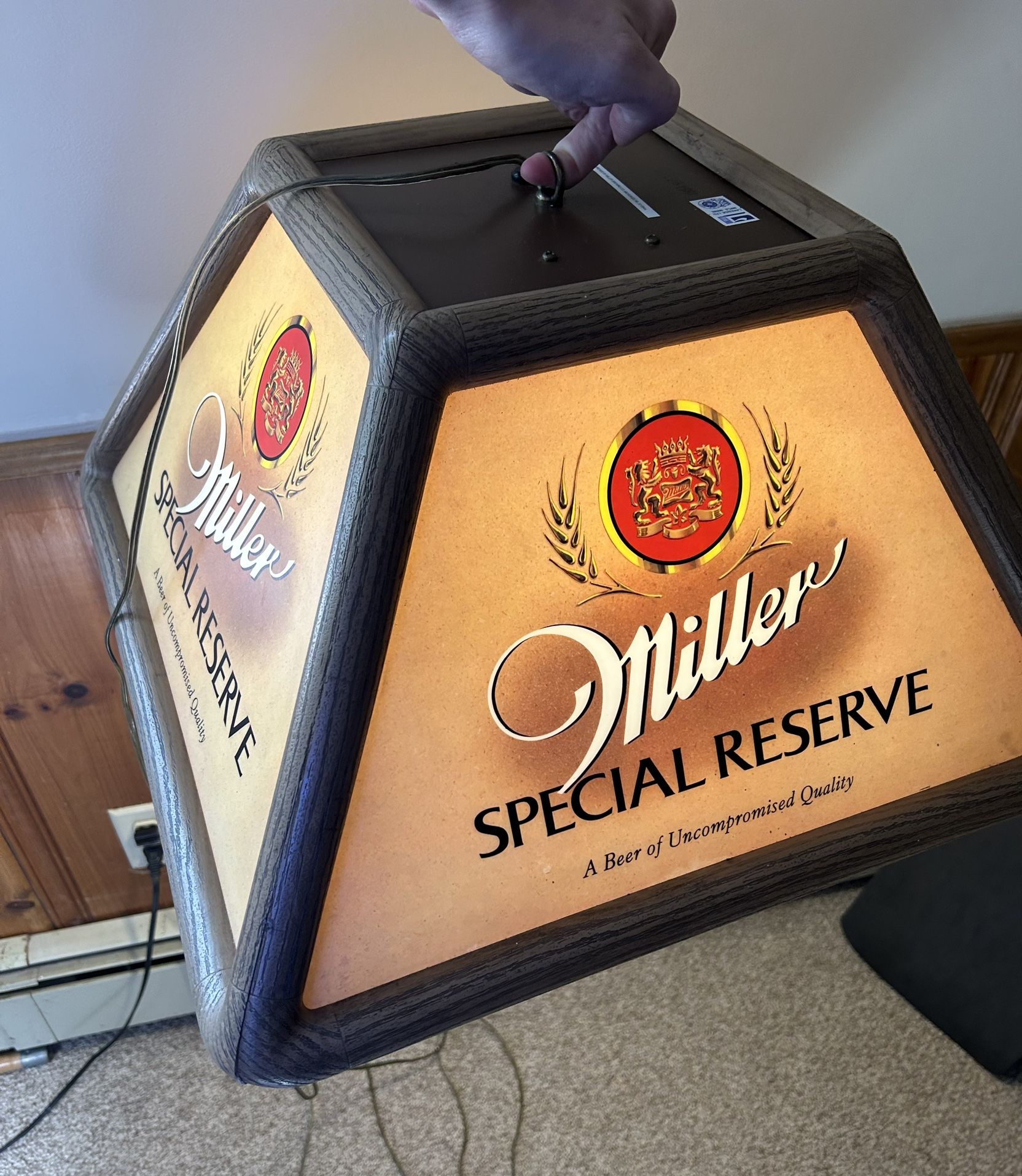 Vintage Miller Light Hanging Light Special Reserve - Pub, Pool, Man cave, Bar Light - 1981