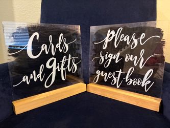 Studio His & Hers Rustic Farmhouse Wedding Guest Book Signs Set of 2 11x11