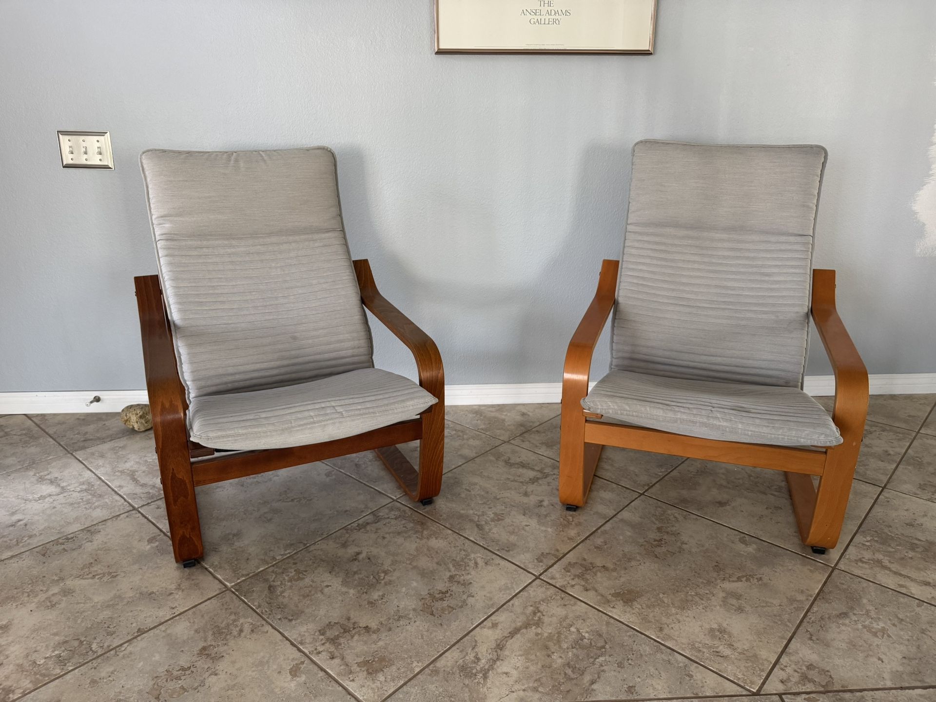 Two Ikea Poang Armchairs
