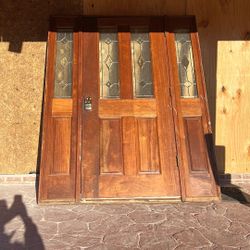 Exterior Wood Front Door With Side Glass