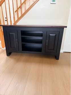 Media Console (54") - Black with Wooden Top