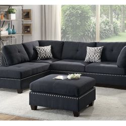 Black Sectional Sofa With Ottoman 