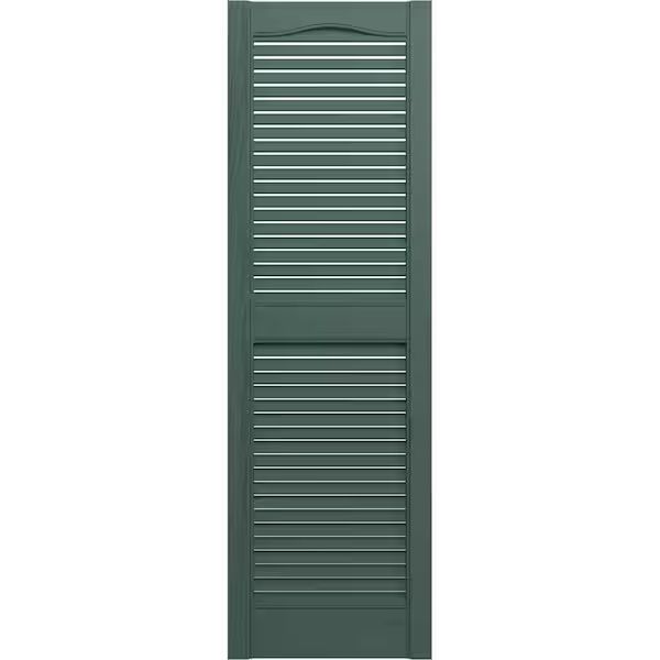 Vinyl Shutters 14-1/2 in. x 72 in. Standard Cathedral Top Open Louvered Shutters