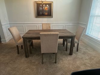 Solid Wood Dining Table with 4 Chairs