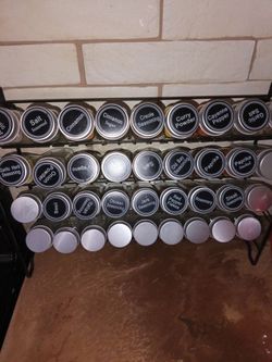 Spice Rack with Labeled Glass Jars