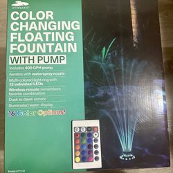 Brand New Smartpond Floating Fountain – Color-Changing LED Lights – $75